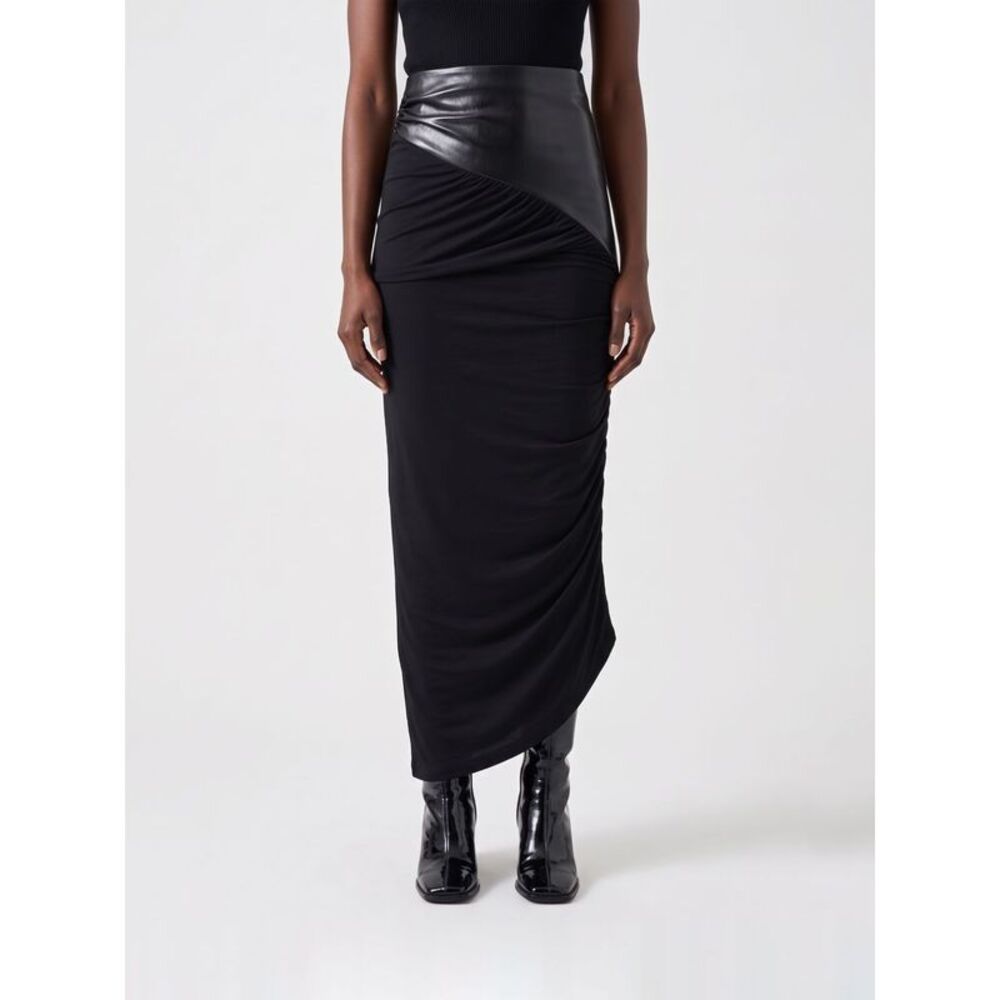 The Andamane Women The Andamane Draped Asymmetric Hem Midi Pencil Skirt